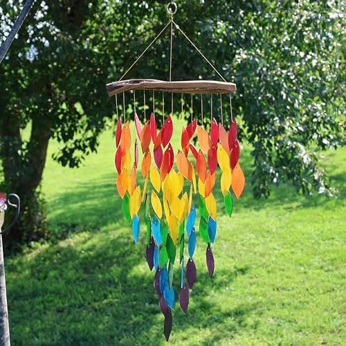 Deluxe Rainbow Waterfall Glass Wind Chime, Colorful Garden, 23.5 Inch - Image 5