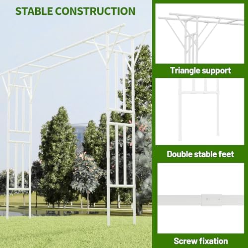 Flat Top Garden Arch Trellis 11FT x 9FT, Extra Large Garden Trellis for Climbing Plants Outdoor, 141.7in x 108in PE-Coated Metal Arbor Archway Trellis for Roses,Wisteria,Wedding,Patio Decoration White - Image 2