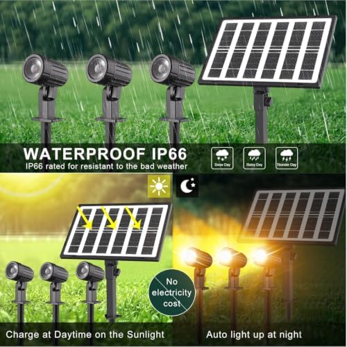 CLY Solar Landscape Spotlights, 3 in 1 Solar Lights Outdoor IP66 Waterproof - Image 5