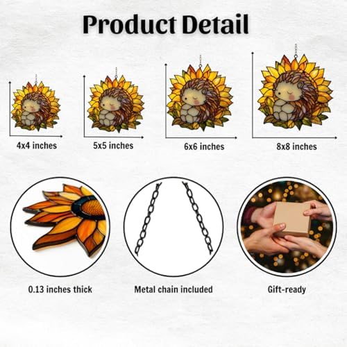 Cute Sleeping Hedgehog Acrylic Suncatcher - Image 2