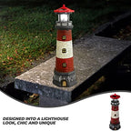 DOITOOL Solar Rotating Lighthouse Outdoor Lantern Garden Decor Resin Street Light - Red - Image 5