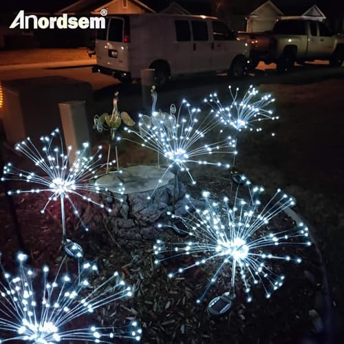 Anordsem Solar Firework Lights Outdoor Garden Sparkler Lights 6 Pack White - Image 2