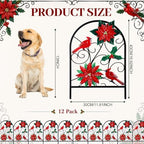 Yaocom 12 Pack Christmas Cardinal Fence, 16.5"H x 11.8"W Metal Garden Decor - Image 2