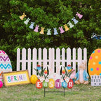 YEAHOME Easter Decorations Outdoor, Easter Letter Bunny Decorative Garden Stakes with Flowers, Metal Colorful Yard Signs for Outside Garden Porch Lawn Backyard Decorations - Image 2