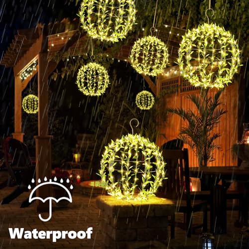 Joomer Solar Ball Lights Outdoor, 2Pack 13 & 11in Total 264 LED, Warm White - Image 5