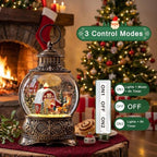 Christmas Snow Globe Lantern with Santa Carriage and Red Barn, Musical Lighted Water Lantern with Swirling Glitter, 6H Timer, USB Powered or Battery Operated, Vintage Tabletop Christmas Decor Gift - Image 3