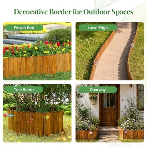 Wood Garden Edging, 12" H x 13.2 Ft L, 2 Pack, Walnut Garden Fence - Image 7