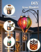 Hot Air Balloon Solar Lantern, Rainbow Glass Solar Light, Garden Decor - Image 5
