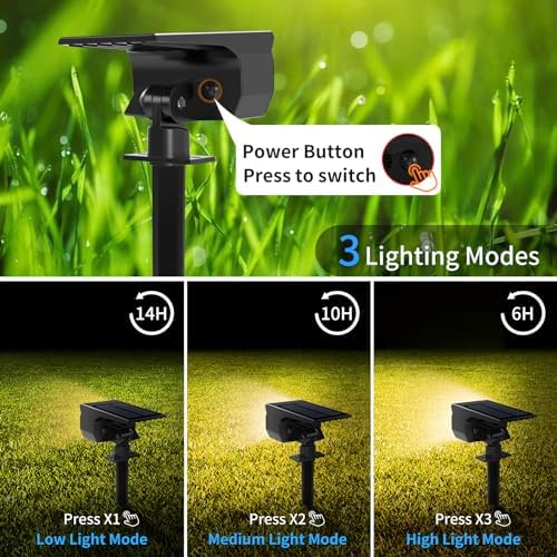 Tadyreal Solar Spot Lights Outdoor 6 Pack, [46 LED/3 Modes] Solar Landscape Spotlights Waterproof, 2-in-1 Auto On/Off Solar Powered Lights for Outside Yard Garden Wall Pathway(Warm White) - Image 6