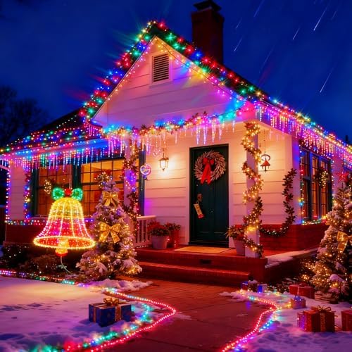 [4 Pack] Solar String Lights Multicolored, 480 LED 157FT Solar Twinkle Light Outdoor with 8 Modes & Memory Function, Waterproof Chrismas Lights for Xmas Tree Party Decorations - Image 7