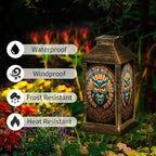 Solar Lantern Stained Glass Owl Wall Art Mid Outdoor Waterproof Garden Hanging Lantern Solar Powered Lighting Outside Solar Light for Patio Yard Camping, Gifts for Women Mom - Image 3