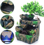 Rockery Stream Tabletop Fountain, Small Artificial Bonsai Tabletop Decor Fountain Rockery, Desktop Fountain Waterfall for Indoor Outdoor Office Home Decor w/LED Light - Image 4