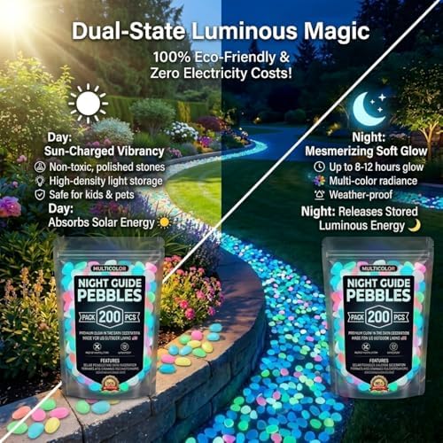 Brighten Up Your Garden with Colorful Glow in the Dark Garden Stones - Luminous Pebbles Perfect for Outdoor Decor, Fish Tanks & Patios (1000pcs) - Image 3