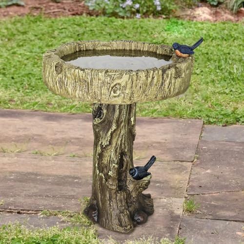 24.4" H Trunk Shape Birdbaths for Outdoors, 24.4" H * 18" Φ Garden Bird Bath Statues, Outdoor Decor for Garden, Patio, Yard, Deck - Image 5