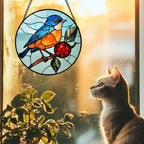 Stained Glass Window Hanging 4 Pcs Set Cardinal Blue Birds 9.8" - Suncatcher Door Garden Sun Catcher Decor Birthday Mother's Day for Bird Lovers Men Woman Nana Friend - Image 4