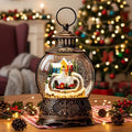 Christmas Village Snow Globe Water Lantern with Snowman and Train Scene Battery Operated or USB Powered Musical Lighted Holiday Decoration for Tabletop Display for Family and Friends by XPSCOCO