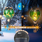 Solar Powered Hot Air Balloon Lantern - Reindeer Glass Lantern, Simulated Flickering & Dancing Flame, Outdoor Hanging Yard Light Waterproof IP65 for Patio Lawn Porch Christmas Decor Gift - Image 3