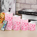 Pink Heart Pattern Flameless Candles with Timer and Color Changing Pillar Candles Battery Operated Tea Light Kitchen Dining House Halloween Decoration - Image 4