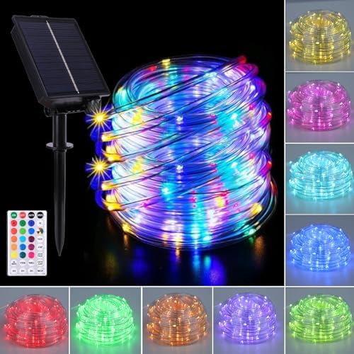 Afirst 66FT Solar Rope Lights Outdoor Waterproof, Remote & Timer & Multi Lighting Modes Fairy Lights 200 LEDs Tube Lights for Christmas Garden Patio by Afirst