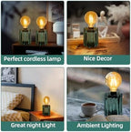 Set of 2 Battery Operated Table Lamp, Battery Powered Cordless Lamp with Timer, Glass Bulb Shape Decorative Lights for Living Room Bedroom Weddings Parties Patio Events Indoors Outdoors（Loden Frost） - Image 2