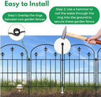 Decorative Garden Fence Border 10 Pack 22in(H) x 28ft(L), Black Rustproof Metal Garden Fencing Animal Barrier for Dogs - Image 3