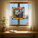 Gnome Making soap Stained Glass Suncatcher – Square Hanging Window Panel for Home, Garden, Nursery, Halloween, Christmas, Memorial Day – Whimsical Glass Art Gift for Gnome Lovers 7jdhqk - Image 6