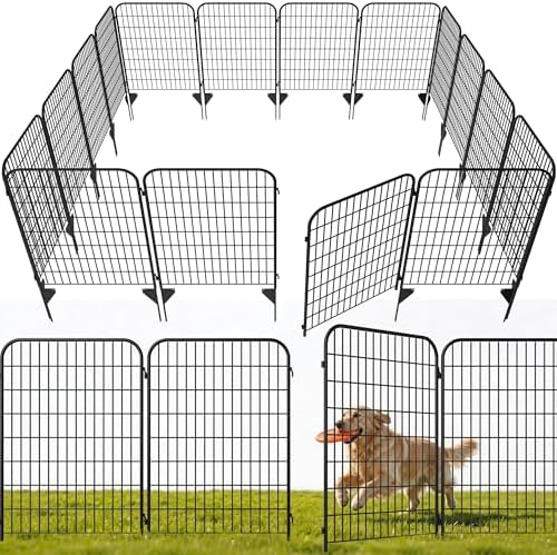 AMAGABELI 8 Panels 46 in(H) X 21 ft(L) Decorative Garden Fence Gate,No Dig Dog Fence Outdoor for Yard,Rustproof Tall Garden Fencing Animal Barrier Metal Wire Panel Border for Flower Bed,Patio by AMAGABELI+GARDEN+%26+HOME