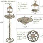 44.5" H 2 in 1 Metal Bird Bath, Standing Bird Feeder Garden Yard Decor - Image 3