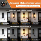 16" Large Motion Sensor Outdoor Wall Lights for House 2-Pack, Black - Image 2