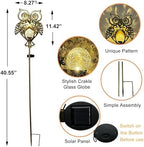 Owl Solar Garden Lights Outdoor, 40.55" Tall Iron Metal Yard Art, Weatherproof Pathway Stakes for Patio Lawn, Unique Owl Statue with Warm LED for Fence Plant Pot Decoration - Image 6