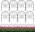 Garvee Decorative Garden Fence Panels 8-Pack, 20"x26" Black Metal Arched Border for Flower Bed Edging, Rustproof No-Dig Animal Barrier for Dogs, Rabbits, Patio & Yard Outdoor Decor by Garvee