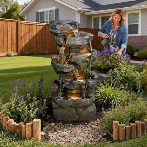 Sunlinua 42H Realistic Tree Trunk Outdoor Water Fountain with 5 Tiers - Image 5