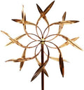 Kinetic Copper Wind Sculpture, Dual Spinner Dancing Willow Leaves by StanwoodWindSculpture