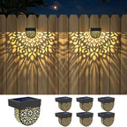 Solar Fence Lights 6 Pack Solar Deck Step Wall Lights Outdoor Waterproof LED Decorations Warm Yellow Light Decorative Lighting for Garden, Front Door, Backyard (Black 1) by EKQ
