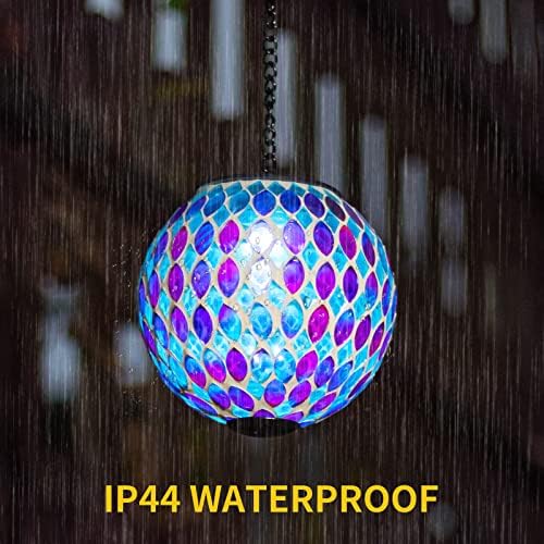 VCUTEKA Hanging Solar Lanterns Mosaic Crackle Glass Solar Light, Multicolor - Image 4