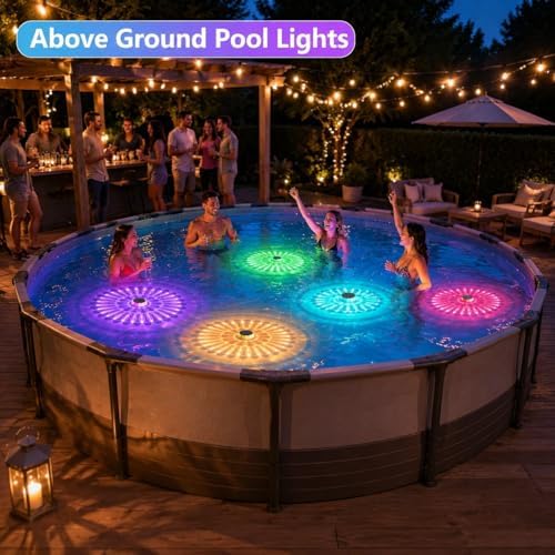 Solar Floating Pool Lights, 2026 Upgrade 2-Pack Solar Pool Lights for Above Ground & Inground Pools, 57 Lighting Modes, IP67 Waterproof, 3 Timers, 3000mAh, for Pool Parties, Backyard, Pond & Bathtub - Image 4