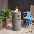 COSIEST Outdoor Propane Fire Pit, 11 inch Small Round Firepit Fire Column w Lava Rocks, Rain Cover for Outside Garden, CSA Certified, 40,000 BTU (Gray) by COSIEST