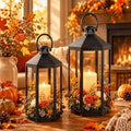 Black Decorative Metal Lanterns Indoor Outdoor, 19" 17" Tall by VERLENS