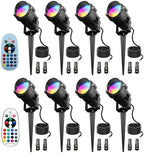 8 Pack Low Voltage Landscape Lights, Color Changing RGBW Spotlights by Qeeanmo