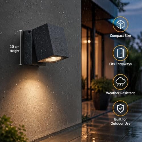 Modern Outdoor Wall Sconce, 90° Pivoting Aluminum Cube LED Spotlight - Image 6