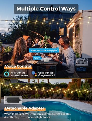 XMCOSY+ Smart Outdoor String Lights, 150Ft G40 Globe Patio Lights with 75 LED Bulbs, WiFi & APP Control, Work with Alexa, Extendable Waterproof Dimmable LED String Lights for Outside, Porch, Cafe - Image 3