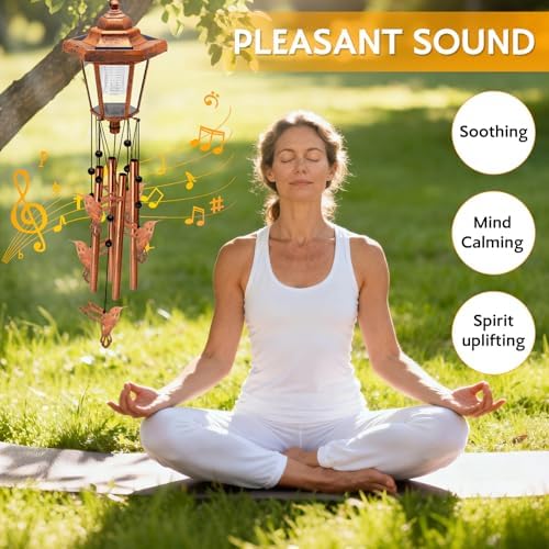 Large Solar Hummingbird Wind Chimes, Gifts for Women Mom Grandma Wife Sister Daughter Neighbor, Classic Bronze Wind Chimes with Wind Catcher, Solar Decor Lights for Outdoor Garden Patio Porch Window - Image 7
