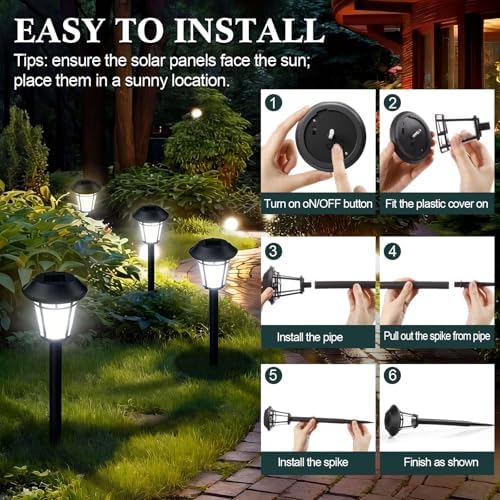 Tuanse 20 Pack Solar Pathway Lights Outdoor - Waterproof LED Bulk Solar Landscape Walkway Lights for Yard Garden Patio Lawn Decoration(White Light) - Image 3