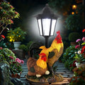 Solar Rooster Decor Outdoor, Garden Rooster Statue with Lantern by YEPOTUE