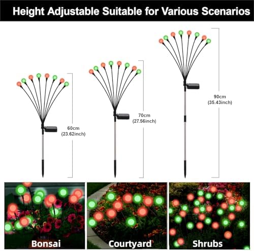 Red and Green Solar Firefly Lights Outdoor Garden Christmas 8 PK - Image 5