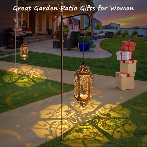 Go2garden 12.4" Solar Outdoor Lanterns Waterproof Garden Gifts Women, Moon Solar Outdoor Lights for Balcony,Backyard Porch Mothers Day Gifts for Mom, Grandma(2Pack, Red Copper) - Image 3