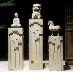 ARCVOX Home Garden Pedestal Stand Lotus Pattern, Synthetic Resin Asian Temple Pillar, Doorway Porch Plant Stand, Traditional Pillar Sculpture Statue (Color : Architecture, Size : Size M) - Image 2