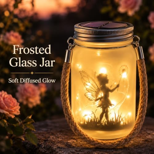 Solar Mason Jar Lights, Glass Hanging Fairy Lantern with Warm White or Multicolor Glow, Solar Garden Decor for Patio Yard Porch Outdoor Ambiance (Style 1) - Image 4