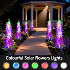 MRHEPHAESTUS Solar Garden Lights, Solar Purple Delphinium Flowers Lights 8 Pack 160 LEDs, Waterproof Outdoor Light Two Lighting Modes for Outside Wedding Party Garden Yard Patio Lawn Decor - Image 3