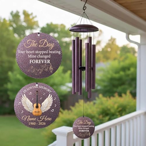Personalized Guitar Memorial Wind Chimes for Loss of Loved One - Image 2